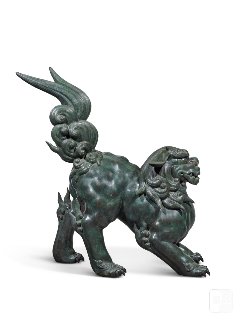 RARE ET IMPORTANTE PAIRE DE LIONS GUARDIENS DE TEMPLE EN BRONZE  JAPON, ÉPOQUE EDO, XIXE SIÈCLE - 图4